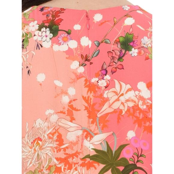 Givenchy Floral Short Sleeve Shift Dress Romantic | Pink Peach Coral | SZ 4 - Picture 13 of 14